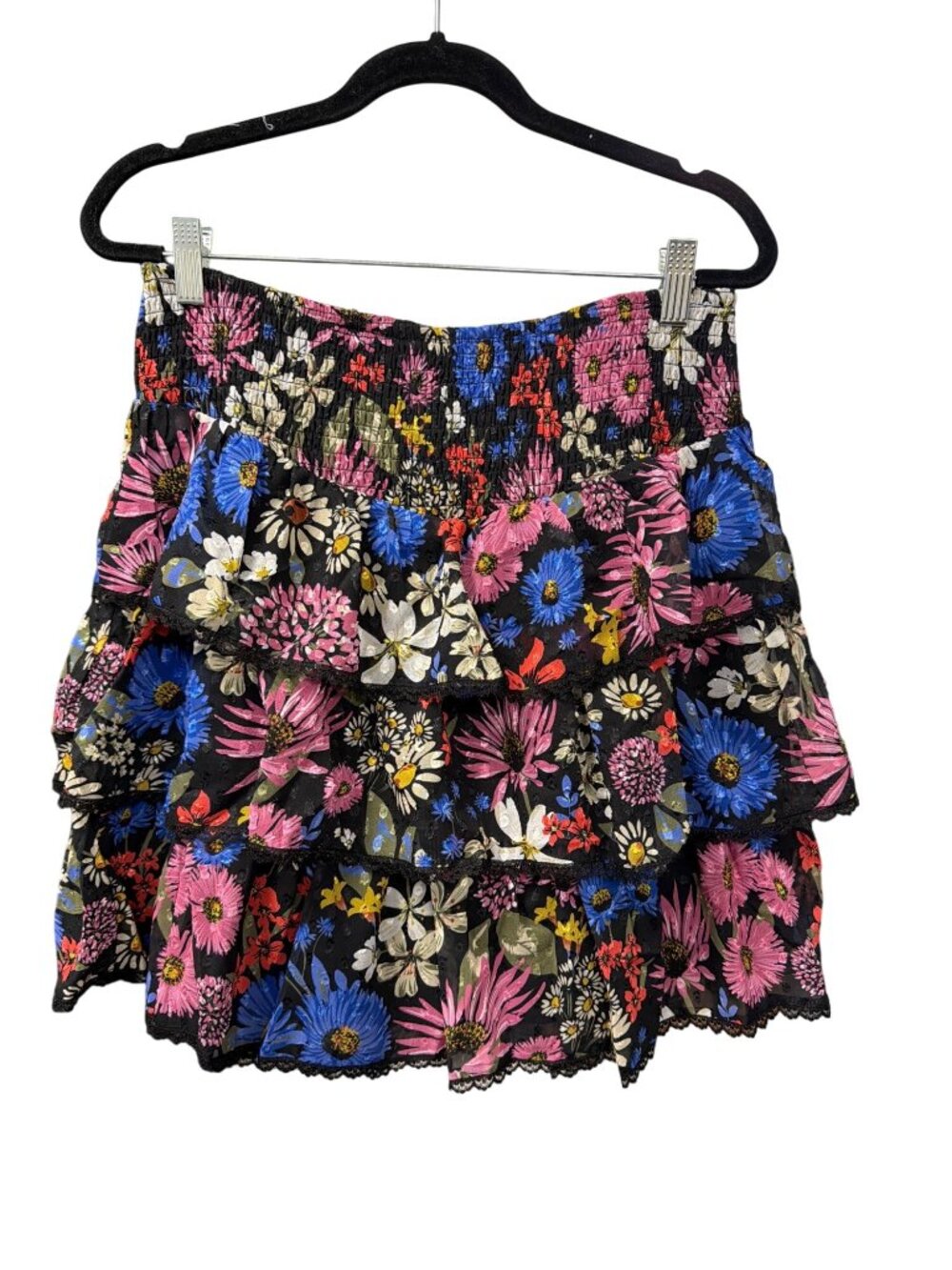 New Spring + Mercer  Floral Tiered Skirt Size Large Elastic Waist